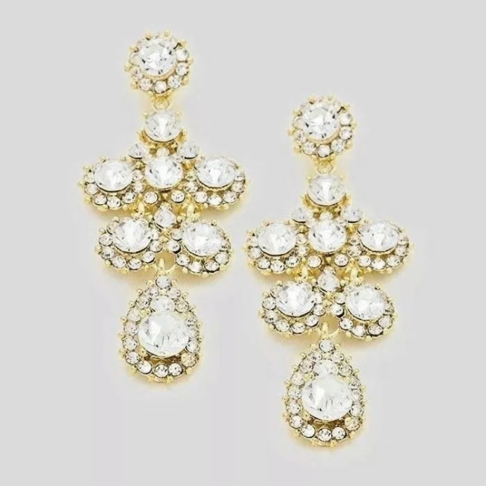 Bridal Prom Statement  2.75" Crystal Earrings